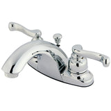 Double-Handle 3-Hole Deck Mount 4-Inch Centerset Bathroom Faucet with Pop-Up Drain