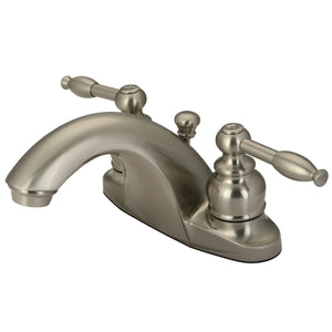 Double-Handle 3-Hole Deck Mount 4-Inch Centerset Bathroom Faucet with Pop-Up Drain