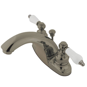 English Country Double-Handle 3-Hole Deck Mount 4-Inch Centerset Bathroom Faucet with Pop-Up Drain