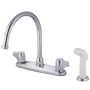 Two-Handle 4-Hole 8" Centerset Kitchen Faucet with Side Sprayer