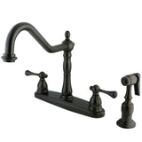 English Vintage Two-Handle 4-Hole 8" Centerset Kitchen Faucet with Side Sprayer