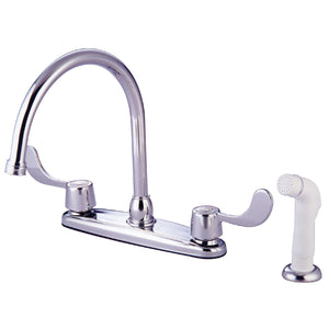 Vista Two-Handle 4-Hole 8" Centerset Kitchen Faucet with Side Sprayer