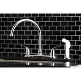 Yosemite Two-Handle 4-Hole 8" Centerset Kitchen Faucet with Side Sprayer