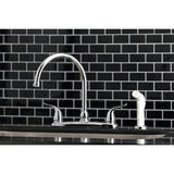 Yosemite Two-Handle 4-Hole 8" Centerset Kitchen Faucet with Side Sprayer