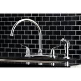 Yosemite Two-Handle 4-Hole 8" Centerset Kitchen Faucet with Side Sprayer