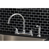 Yosemite Two-Handle 4-Hole 8" Centerset Kitchen Faucet with Side Sprayer