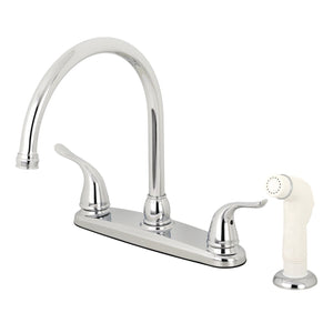 Yosemite Two-Handle 4-Hole 8" Centerset Kitchen Faucet with Side Sprayer