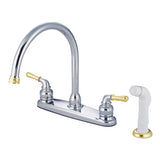 Magellan Two-Handle 4-Hole 8" Centerset Kitchen Faucet with Side Sprayer