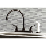 Yosemite Two-Handle 4-Hole 8" Centerset Kitchen Faucet with Side Sprayer