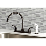 Yosemite Two-Handle 4-Hole 8" Centerset Kitchen Faucet with Side Sprayer