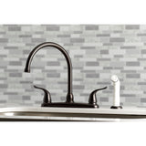 Yosemite Two-Handle 4-Hole 8" Centerset Kitchen Faucet with Side Sprayer