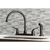 Yosemite Two-Handle 4-Hole 8" Centerset Kitchen Faucet with Side Sprayer