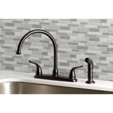 Yosemite Two-Handle 4-Hole 8" Centerset Kitchen Faucet with Side Sprayer