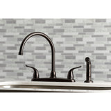 Yosemite Two-Handle 4-Hole 8" Centerset Kitchen Faucet with Side Sprayer