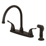 Yosemite Two-Handle 4-Hole 8" Centerset Kitchen Faucet with Side Sprayer