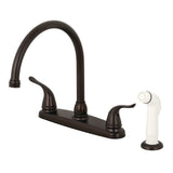 Yosemite Two-Handle 4-Hole 8" Centerset Kitchen Faucet with Side Sprayer