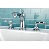 Royale Two-Handle 3-Hole Deck Mount Widespread Bathroom Faucet with Retail Pop-Up Drain