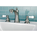 Victorian Two-Handle 3-Hole Deck Mount Widespread Bathroom Faucet with Retail Pop-Up Drain