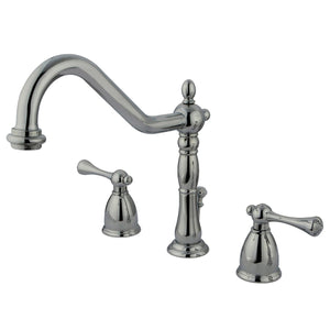 English Vintage Two-Handle 3-Hole Deck Mount Widespread Bathroom Faucet with Retail Pop-Up Drain