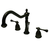 English Vintage Two-Handle 3-Hole Deck Mount Widespread Bathroom Faucet with Retail Pop-Up Drain