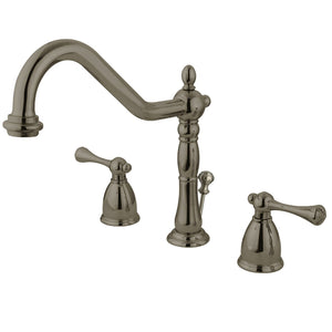 English Vintage Two-Handle 3-Hole Deck Mount Widespread Bathroom Faucet with Retail Pop-Up Drain