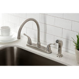 Yosemite Two-Handle 4-Hole 8" Centerset Kitchen Faucet with Side Sprayer