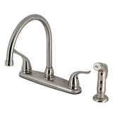 Yosemite Two-Handle 4-Hole 8" Centerset Kitchen Faucet with Side Sprayer