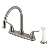 Yosemite Two-Handle 4-Hole 8" Centerset Kitchen Faucet with Side Sprayer