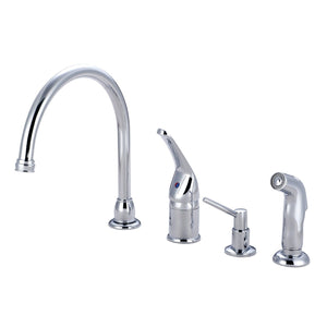 Chatham Single-Handle 4-Hole Deck Mount Widespread Kitchen Faucet with Sprayer and Soap Dispenser