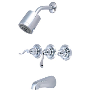 NuWave French Three-Handle 5-Hole Wall Mount Tub and Shower Faucet