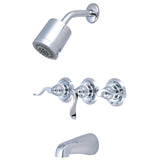 NuWave French Three-Handle 5-Hole Wall Mount Tub and Shower Faucet