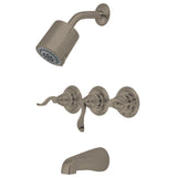 NuWave French Three-Handle 5-Hole Wall Mount Tub and Shower Faucet