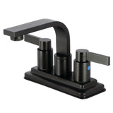 NuvoFusion Double-Handle 2-Hole Deck Mount 4-Inch Centerset Bathroom Faucet with Push-Up Pop-Up