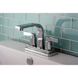 NuvoFusion Double-Handle 2-Hole Deck Mount 4-Inch Centerset Bathroom Faucet with Push-Up Pop-Up