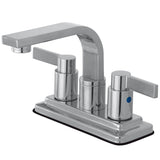 NuvoFusion Double-Handle 2-Hole Deck Mount 4-Inch Centerset Bathroom Faucet with Push-Up Pop-Up