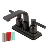 Kaiser Double-Handle 2-Hole Deck Mount 4-Inch Centerset Bathroom Faucet with Push-Up Pop-Up