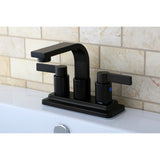 NuvoFusion Double-Handle 2-Hole Deck Mount 4-Inch Centerset Bathroom Faucet with Push-Up Pop-Up