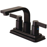 NuvoFusion Double-Handle 2-Hole Deck Mount 4-Inch Centerset Bathroom Faucet with Push-Up Pop-Up