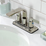 NuvoFusion Double-Handle 2-Hole Deck Mount 4-Inch Centerset Bathroom Faucet with Push-Up Pop-Up