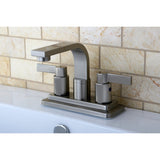 NuvoFusion Double-Handle 2-Hole Deck Mount 4-Inch Centerset Bathroom Faucet with Push-Up Pop-Up