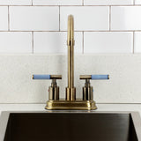 Synchronous Two-Handle 2-Hole Deck Mount Bar Faucet