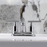 Manhattan Two-Handle 3-Hole Deck Mount 4" Centerset Bathroom Faucet with Pop-Up Drain