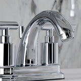 Manhattan Two-Handle 3-Hole Deck Mount 4" Centerset Bathroom Faucet with Pop-Up Drain