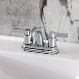 NuvoFusion Double-Handle 3-Hole Deck Mount 4-Inch Centerset Bathroom Faucet with Pop-Up Drain