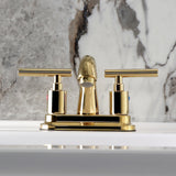 Manhattan Two-Handle 3-Hole Deck Mount 4" Centerset Bathroom Faucet with Pop-Up Drain