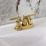 Manhattan Two-Handle 3-Hole Deck Mount 4" Centerset Bathroom Faucet with Pop-Up Drain