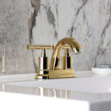 Manhattan Two-Handle 3-Hole Deck Mount 4" Centerset Bathroom Faucet with Pop-Up Drain