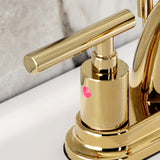 Manhattan Two-Handle 3-Hole Deck Mount 4" Centerset Bathroom Faucet with Pop-Up Drain