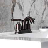 Manhattan Double-Handle 3-Hole Deck Mount 4-Inch Centerset Bathroom Faucet with Pop-Up Drain