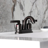 Centurion Double-Handle 3-Hole Deck Mount 4-Inch Centerset Bathroom Faucet with Pop-Up Drain